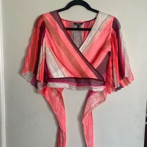 Express striped wrap top, never worn